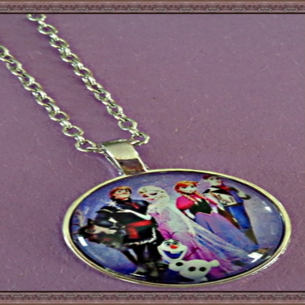 Disney Frozen Inspired Necklace Silver Tone